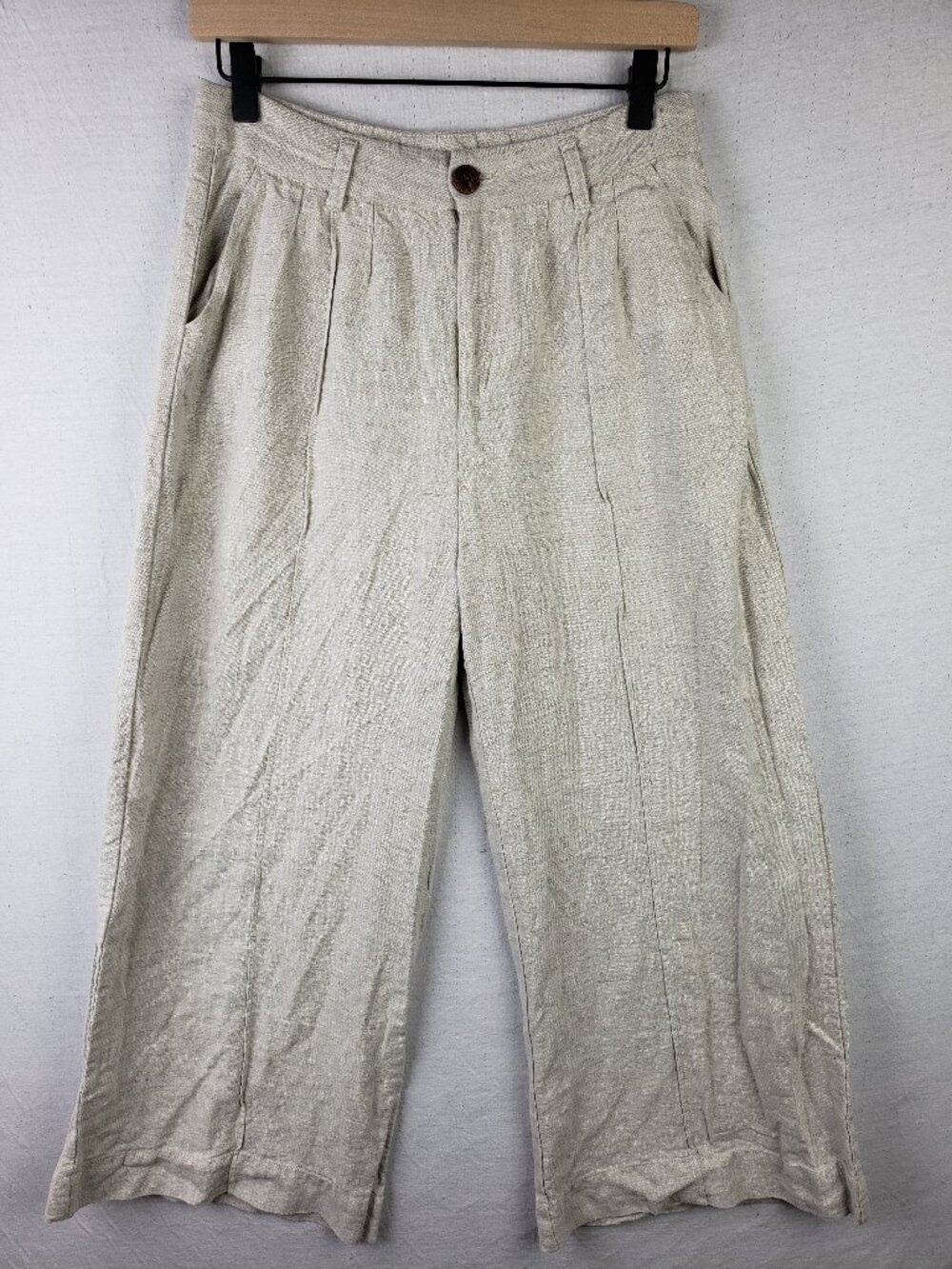 High-Rise Wide Leg Pants in Natural Cream